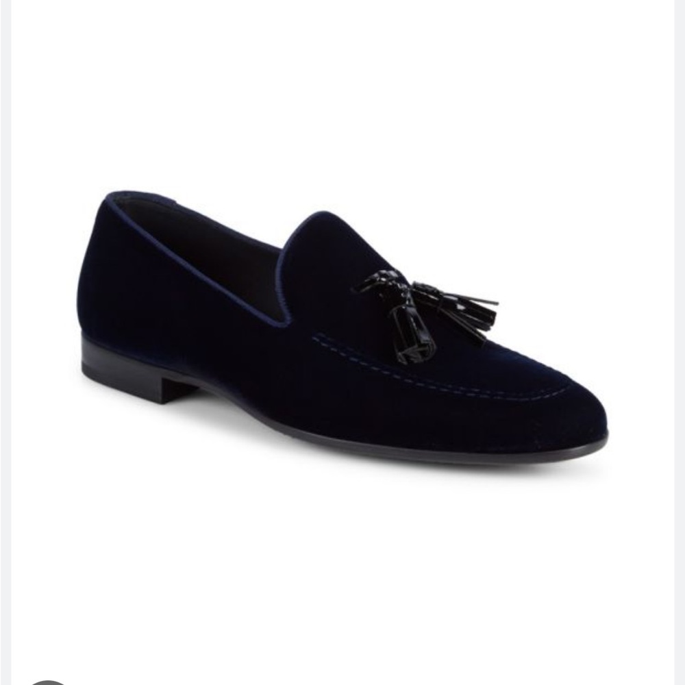 NIB Magnanni Men’s Black Velvet Tassel Loafers - Size 10